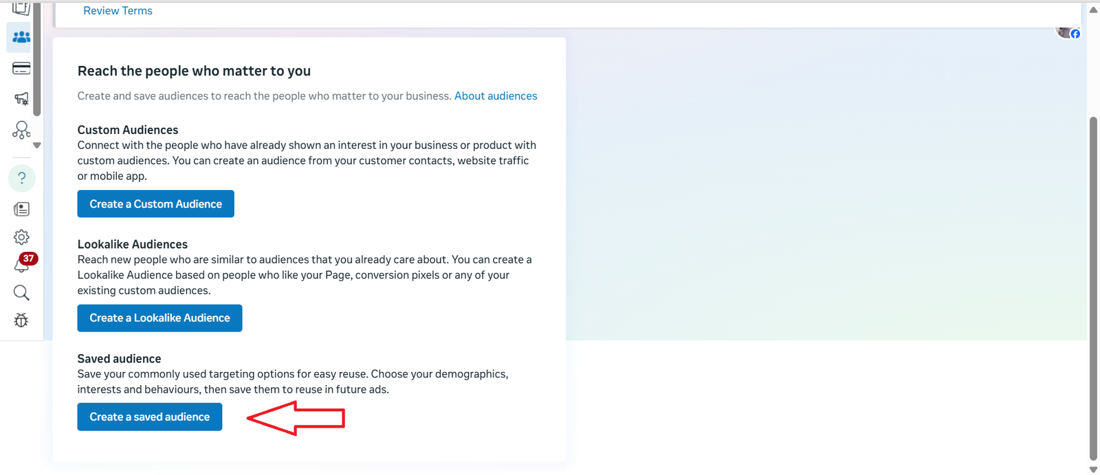 Create Saved Audience