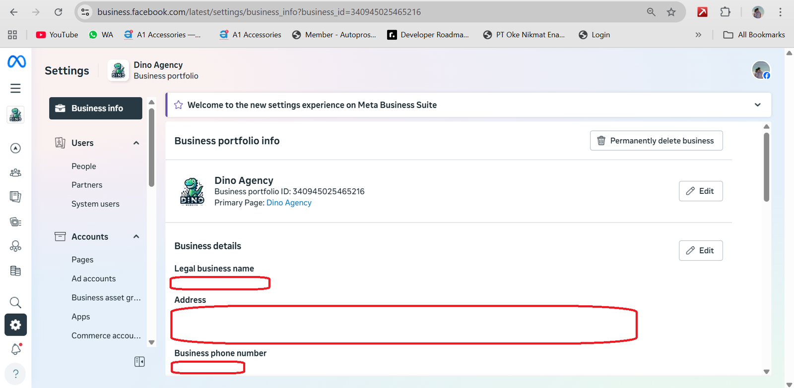Business Info Business Manager Meta