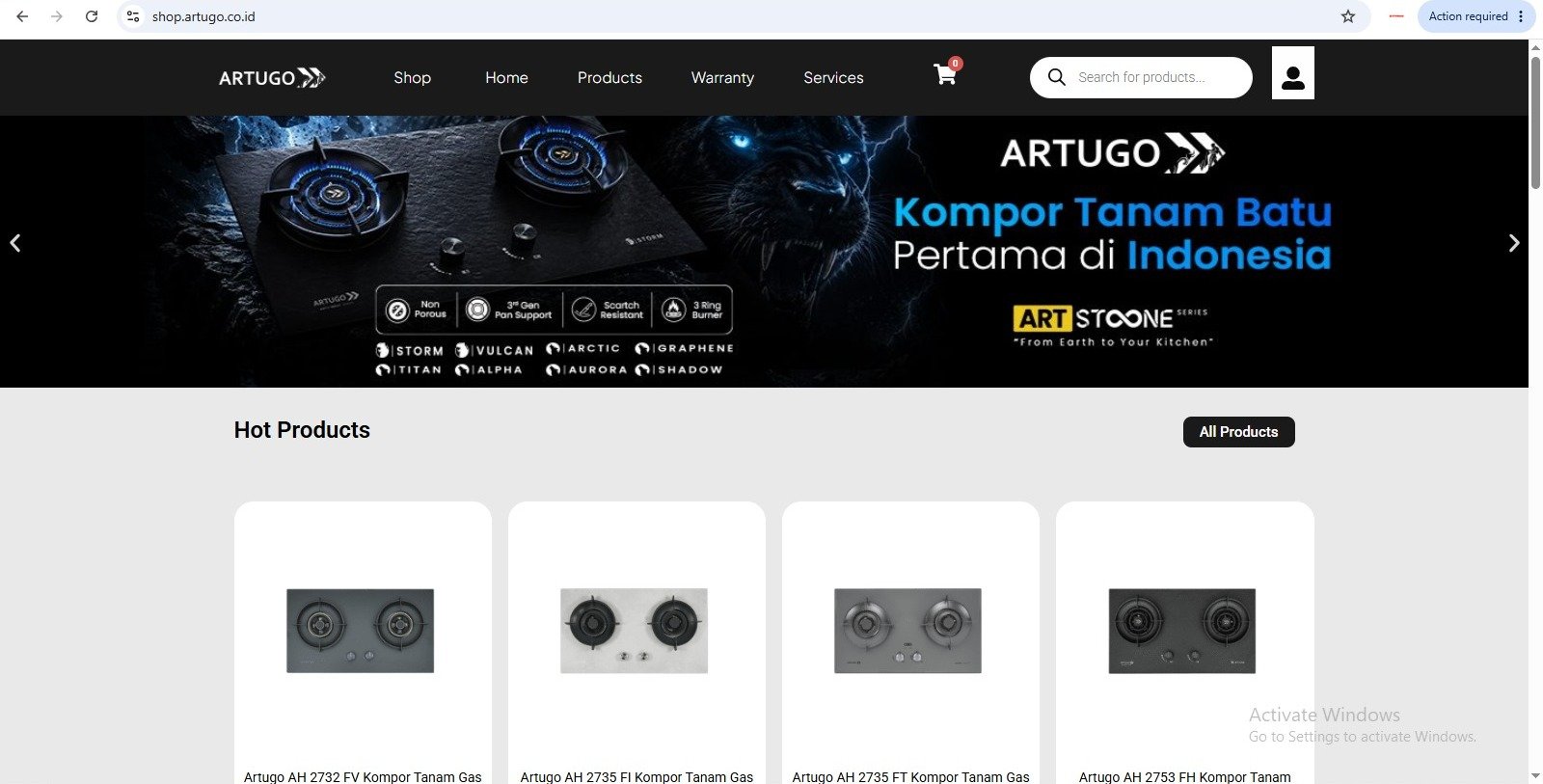 Website client ARTUGO - portfolio Dino Agency